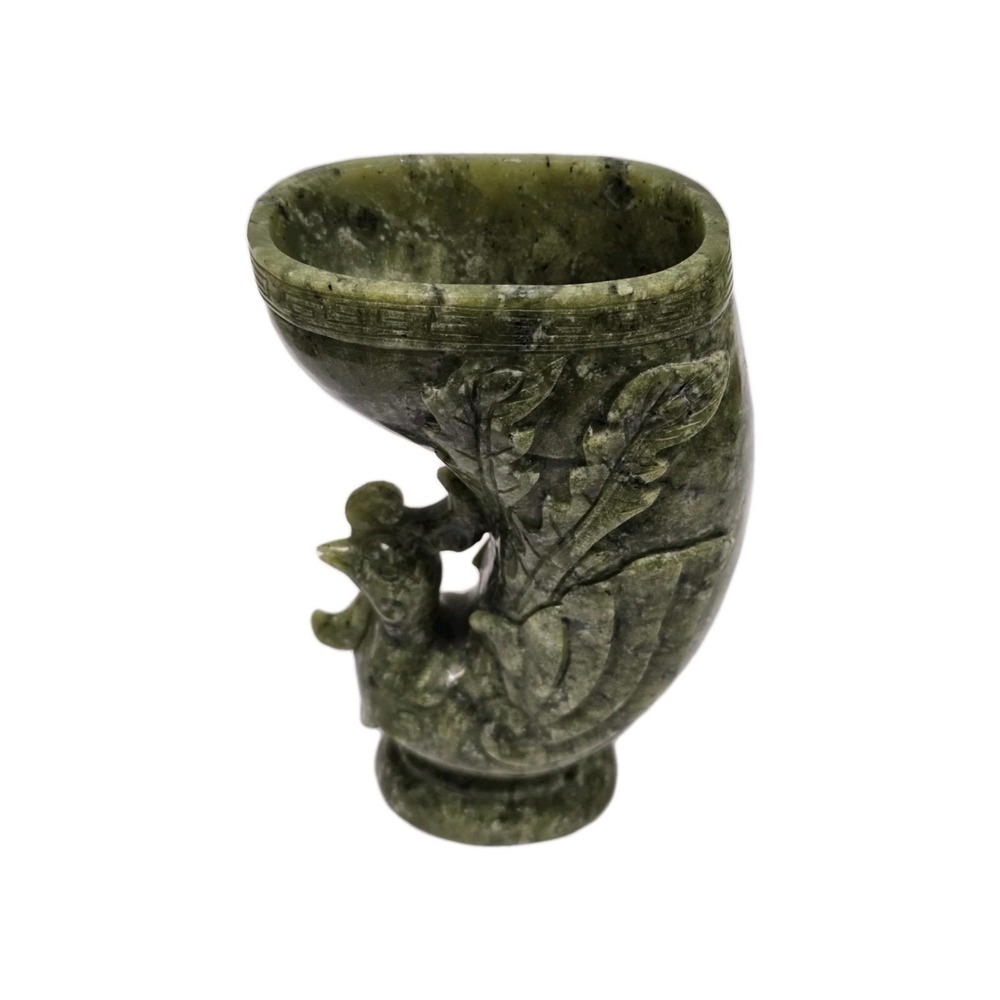 Chinese Green Jade‎ Wine Cup " Zun " Vessel